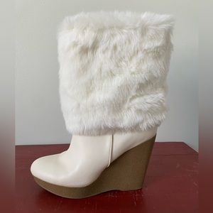 White furry boots Jennifer Lopez boots with fur